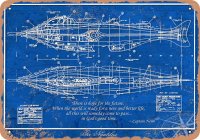Nautilus 1954 Blueprint 10" x 14" Metal Sign