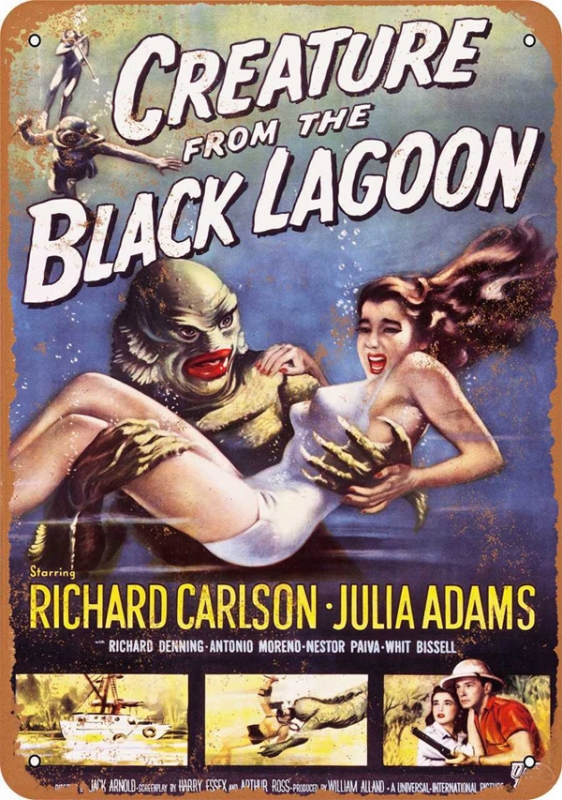 Creature From The Black Lagoon 1954 Movie Poster Metal Sign 9" x 12" - Click Image to Close