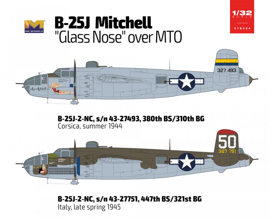 B-25J Mitchell "Glass Nose" over MTO 1/32 Scale Model Kit by HK Models - Click Image to Close