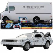 Back to the Future Delorean Time Machine 40th Anniversary 1:32 Scale Die-Cast Metal Vehicle with Doc Brown's Van