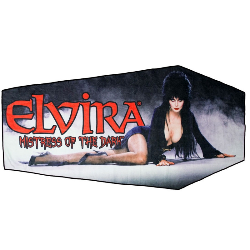 Elvira Mistress of the Dark Classic Red Logo Coffin Beach Towel - Click Image to Close