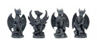 Dragons Set of 4 Small 4" Tall Hand Painted Resin Statues