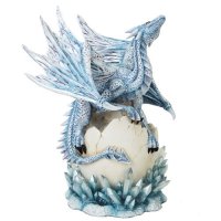 Dragon Blue Dragon on Hatching Crystal Egg 12" Statue