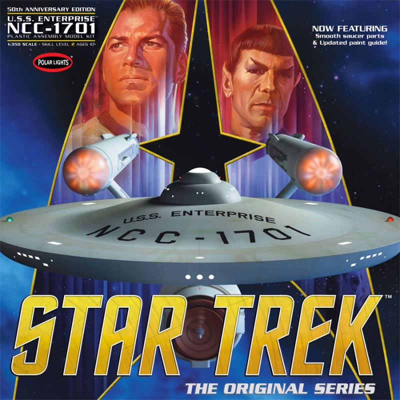 Star Trek U.S.S. Enterprise NCC-1701 50th Anniversary 1/350 Scale Model Kit (Smooth Saucer) - Click Image to Close