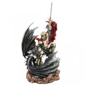 Dragon Crusader Dragon Slayer with Winged Dragon 22" Tall Statue