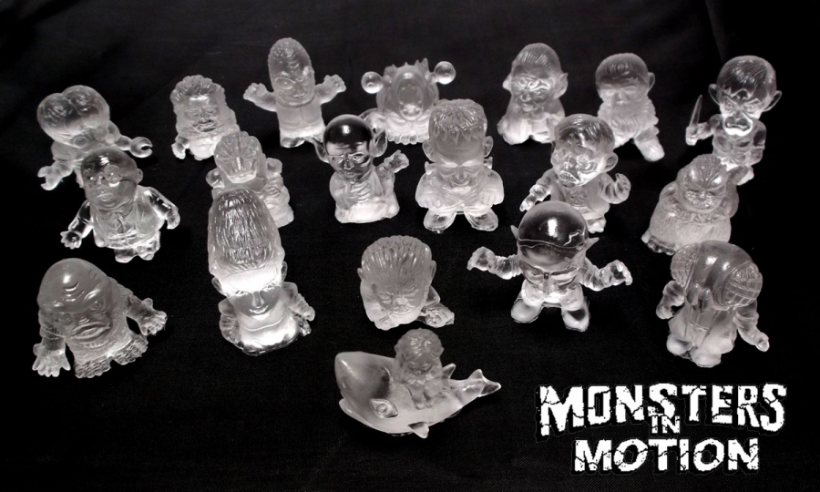 Mini Monsters 19-piece CLEAR Resin Gumball Set - Click Image to Close