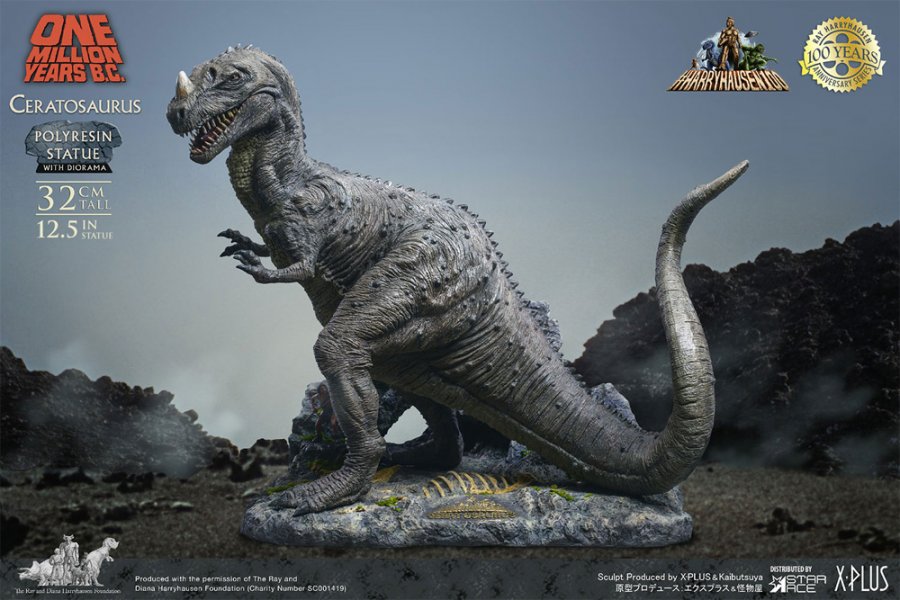 One Million Years B.C. Ceratosaurus Deluxe Statue Diorama - Click Image to Close