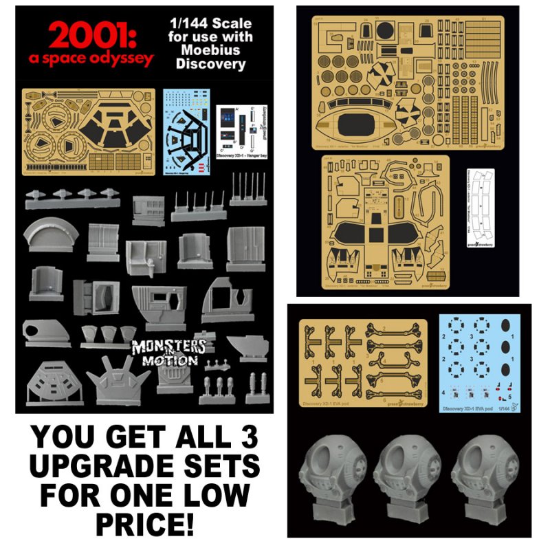 2001: A Space Odyssey Discovery 1/144 Scale Ultimate Upgrade Set 3-Pack Photoetch & Resin for Moebius Model Kit "Fruit Pack" by Green Strawberry - Click Image to Close