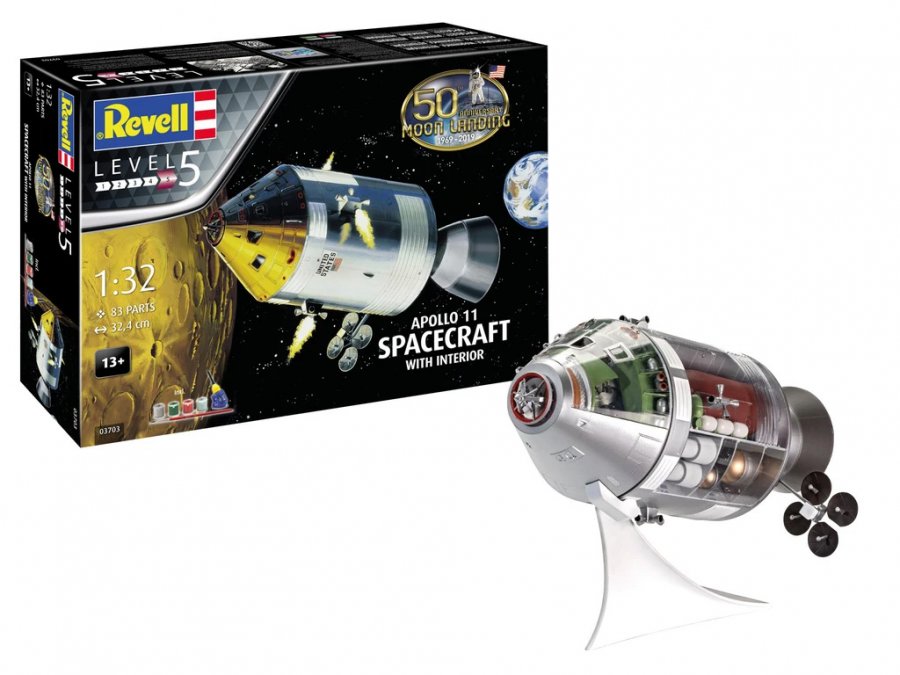 Apollo 11 Spacecraft With Interior 1/32 Scale 50TH Anniversary Model Kit by Revell Germany - Click Image to Close