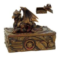 Dragon Sitting On Steampunk Stash Box