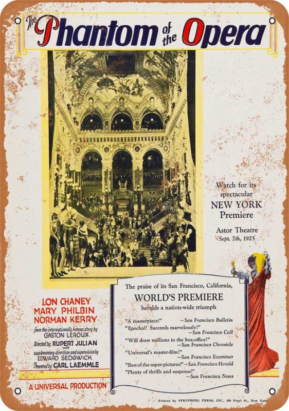 Phantom of the Opera 1925 10" x 14" Metal Sign Lon Chaney - Click Image to Close