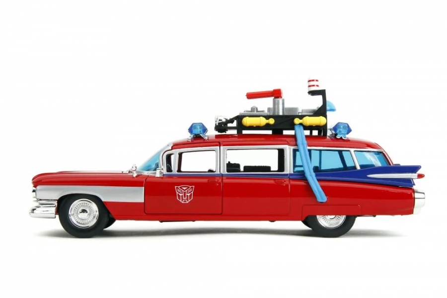 Ghostbusters Transformers Hollywood Rides Ecto-1 Optimus Prime Edition 1/24 Scale Vehicle - Click Image to Close