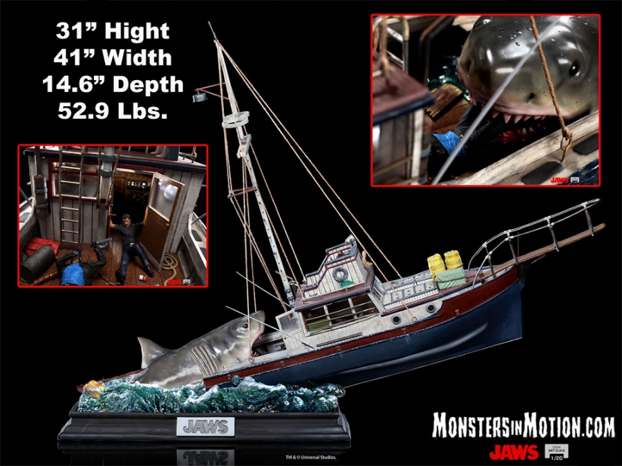 Jaws Attack Shark and Orca Boat 1/20 Scale Diorama Statue (3.5 FEET LONG) - Click Image to Close