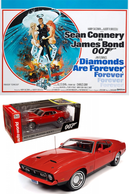 James Bond Diamonds Are Forever 1971 Ford Mustang Mach 1 1/18 Scale Diecast Vehicle - Click Image to Close