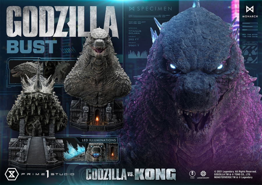 Godzilla Vs. Kong 2021 Godzilla Giant Scale Light Up Bust - Click Image to Close