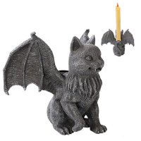 Gargoyle Vampire Cat Candle Holder Statue