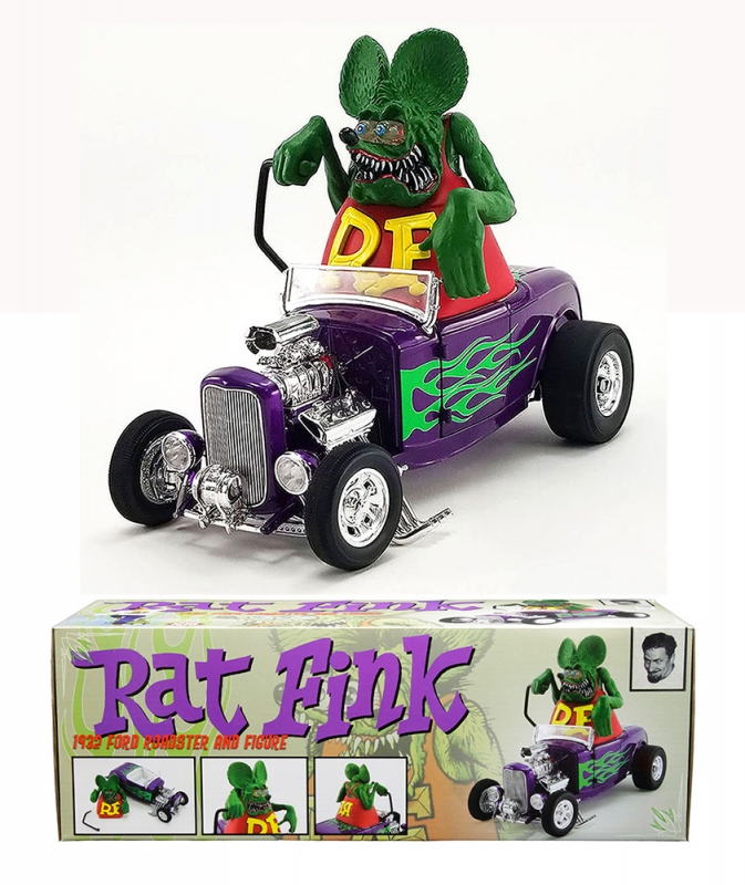 Rat Fink 1/18 Scale 1932 Ford Roadster and Figure Ed Big Daddy Roth - Click Image to Close