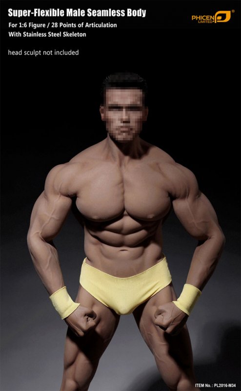 Male Body Seamless 1/6 Scale Super Flexible Muscular Version by Phicen - Click Image to Close