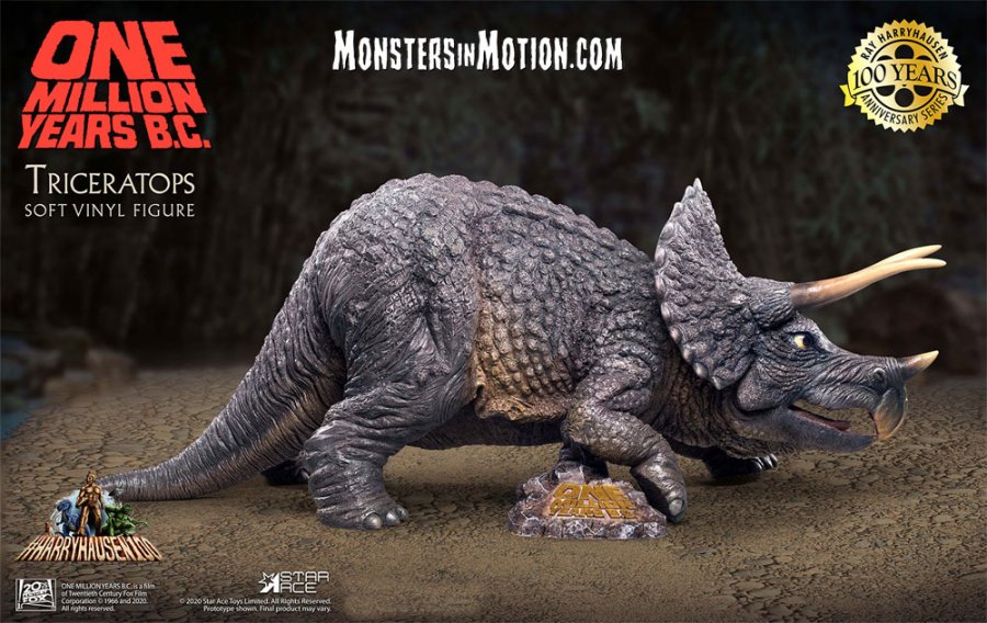 One Million Years B.C. Triceratops 16" Diorama Statue Ray Harryhausen - Click Image to Close