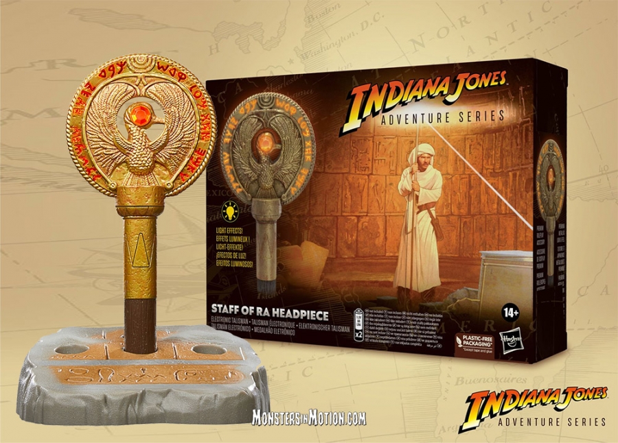 Indiana Jones Adventure Series Raiders of the Lost Ark Staff of Ra Headpiece Replica with Lights - Click Image to Close