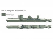 Italian Navy S.L.C. Maiale Human Torpedo with Crew Figures 1/35 Scale Model Kit