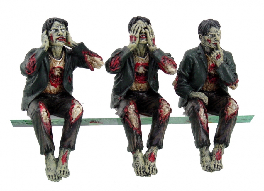 Zombies Speak, See, Hear No Evil Shelf SittersStatue - Click Image to Close