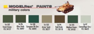 Modelflex Miltary Model Paint Set of 7 Colors