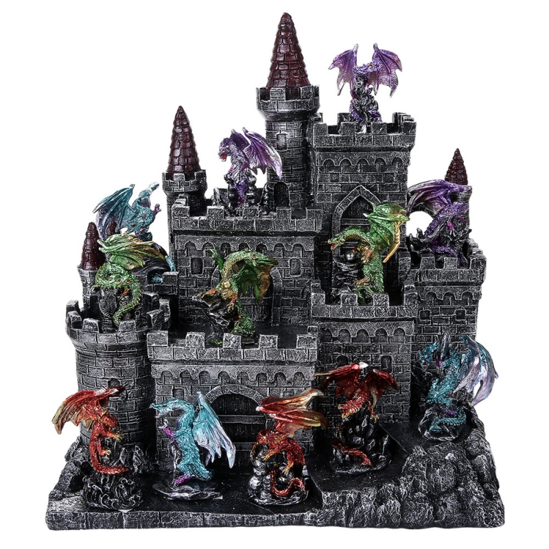 Dragon Set With Castle Display 12 Dragons - Click Image to Close