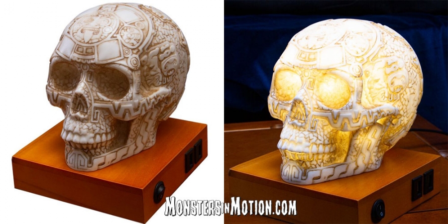 Aztec Skull Lamp with LED and USB Charging Ports - Click Image to Close