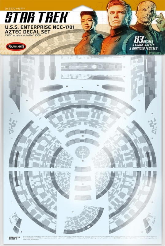 Star Trek Discovery Enterprise NCC-1701 1/1000 Scale Aztec Decal Sheet - Click Image to Close