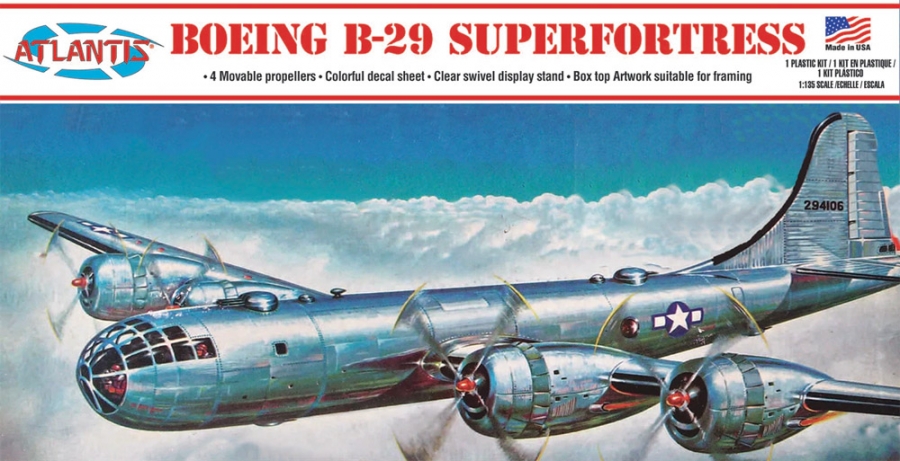 Boeing B-29 Superfortress 1/120 Scale Model Kit with Swivel Stand by Atlantis - Click Image to Close