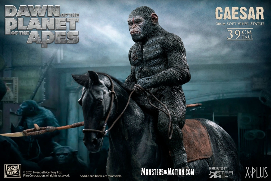 Planet of the Apes Caesar on Horse with Spear Statue - Click Image to Close