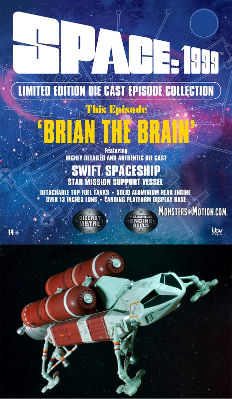 Space 1999 Brian The Brain SWIFT Spacecraft and Launchpad Diecast Replica Deluxe Set - Click Image to Close