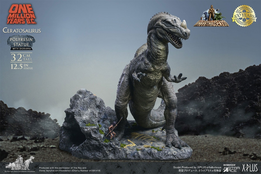 One Million Years B.C. Ceratosaurus Deluxe Statue Diorama - Click Image to Close