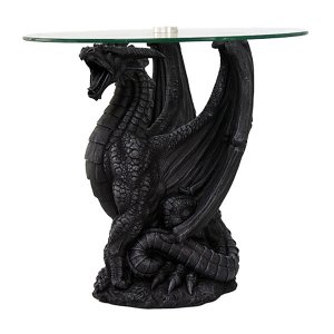 Dragon Table 21" Tall Hand Painted Glass Top Table