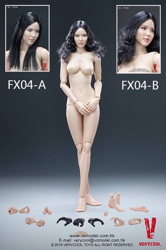 Female Body Asian Curly Hair 1/6 Scale Figure by Very Cool - Click Image to Close