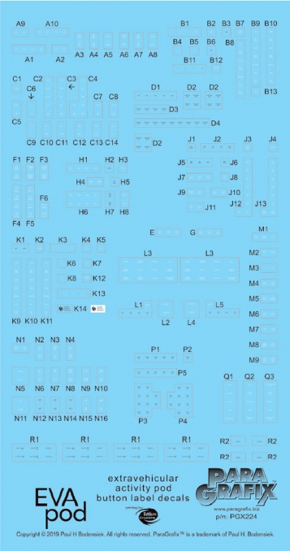 2001: A Space Odyssey EVA Pod 1/8 Scale Button Labels Decals for Moebius Model Kit - Click Image to Close