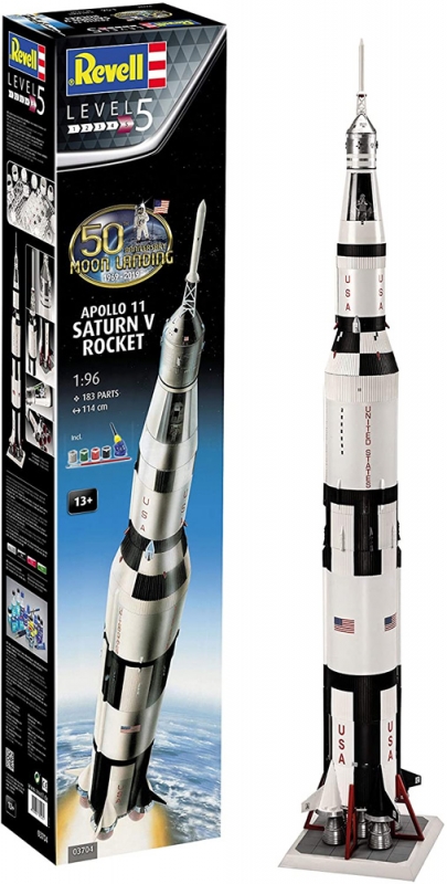 Apollo 11 Saturn V Rocket 50th Anniversary 1/96 Scale Model Kit by Revell Germany - Click Image to Close