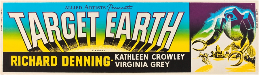 Target Earth (1954) 36" x 10" Theater Banner Poster - Click Image to Close