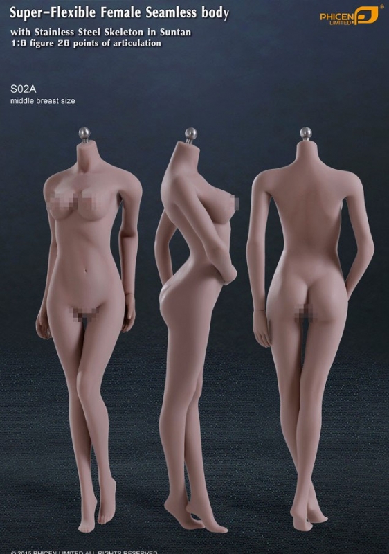 Female Body Super-Flexible Female Seamless 1/6 Scale Body with Stainless Steel Skeleton in Suntan/Medium Breast by Phicen [PL-MB2015-S02A] - Click Image to Close