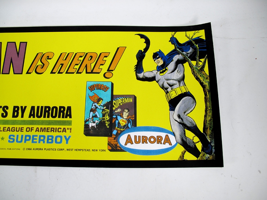 Batman Is Here! Aurora Hobby Shop Sign 24" X 10" Poster Reproduction - Click Image to Close