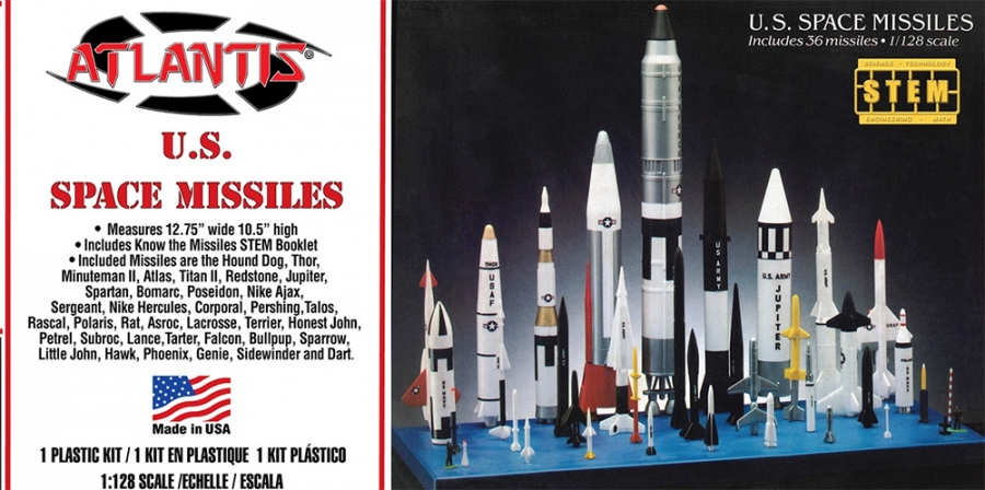 U.S. Space Missiles 36 Missile Set Model Kit Monogram Re-Issue by Atlantis - Click Image to Close