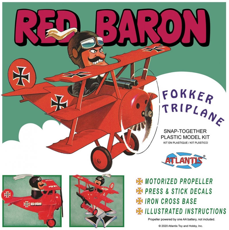 Snoopy Red Baron Fokker Tri Plane Snap Together Model Kit - Click Image to Close