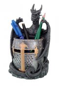 Dragon with Medieval Knight Helmet Utility Holder