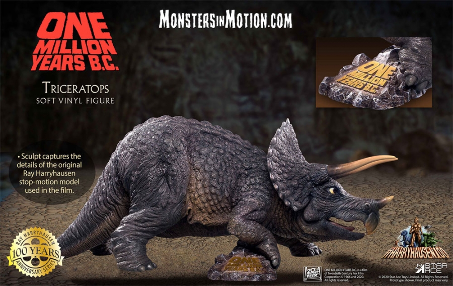 One Million Years B.C. Triceratops 16" Diorama Statue Ray Harryhausen - Click Image to Close