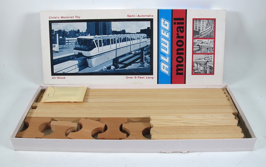 Monorail Train Set 5 Foot Long Vintage Wood Toy by Alweg 1962 Seattle Worlds Fair - Click Image to Close