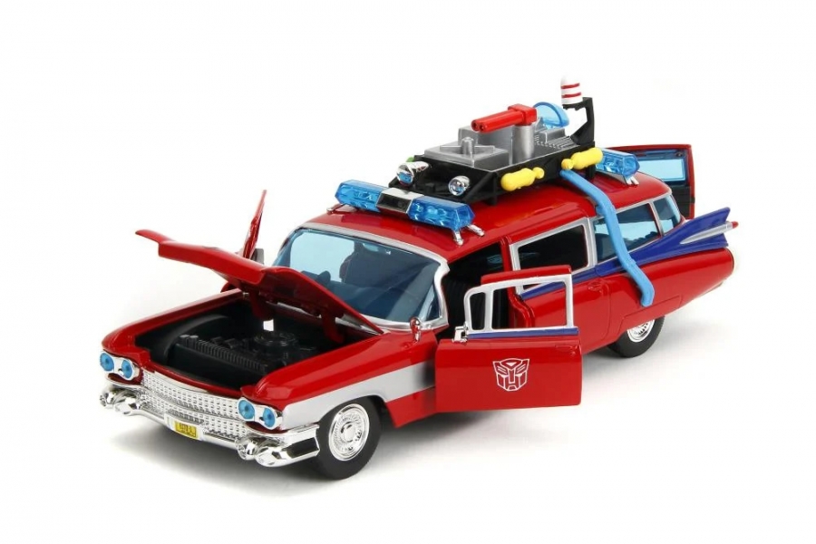 Ghostbusters Transformers Hollywood Rides Ecto-1 Optimus Prime Edition 1/24 Scale Vehicle - Click Image to Close