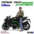 Top Gun Pilot with Motorcycle 1/48 Scale Model Kit