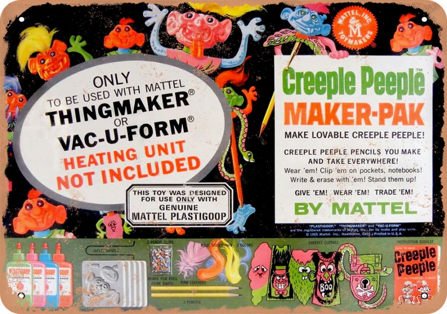 Thingmaker Creeple Peeple Toy 1965 10" x 14" Metal Sign - Click Image to Close