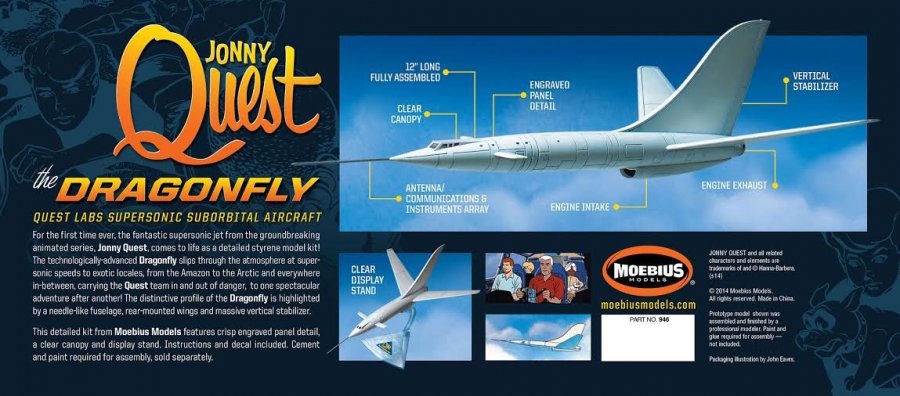 Jonny Quest Dr. Quest Dragonfly SST Jet Airplane Model Kit Johnny Quest - Click Image to Close